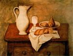 Still life with jug and bread